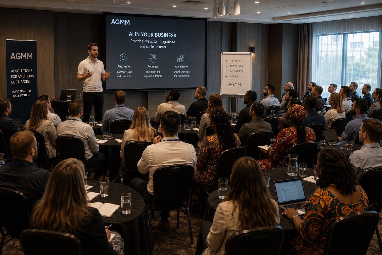 Business leaders attending an AGMM-branded AI workshop
