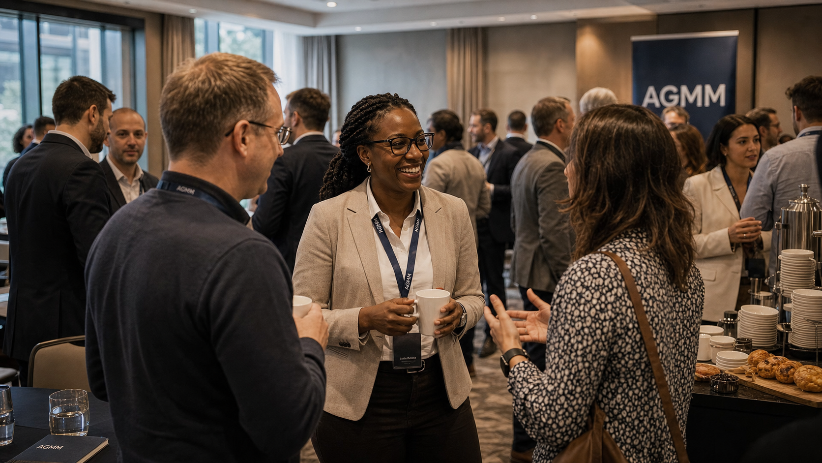 Business leaders in conversation at an AGMM event